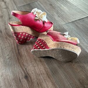 Stylish Red Wedge Sandals